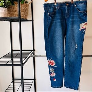 Royalty For Me Embroidered Mid Rise Jeans